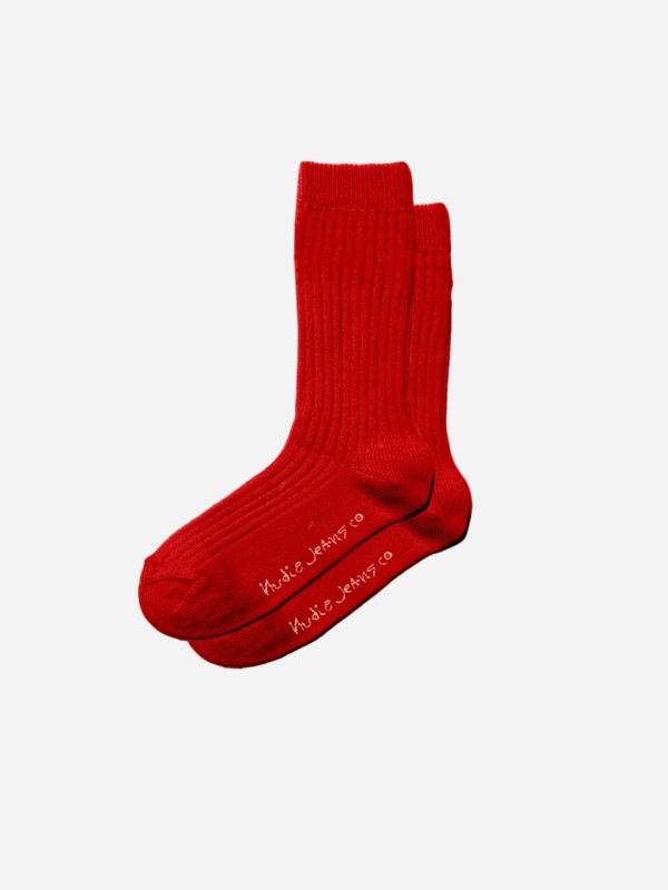 Women Cotton Ribbed Socks - Red