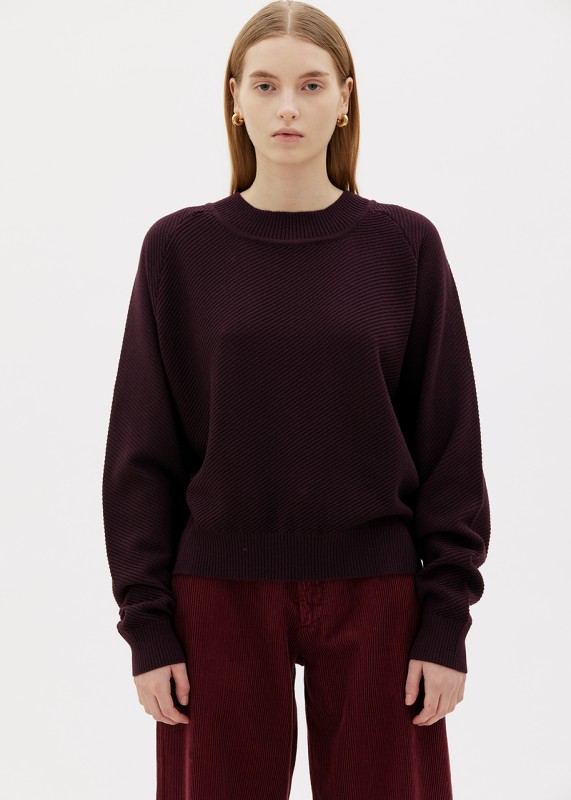 FREYA Twill Stich Sweater - Red Noir