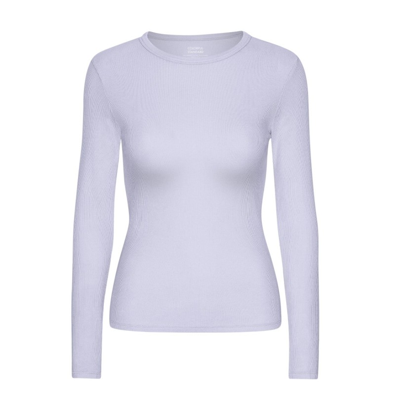 Women Organic Rib LS T-Shirt - Soft Lavender