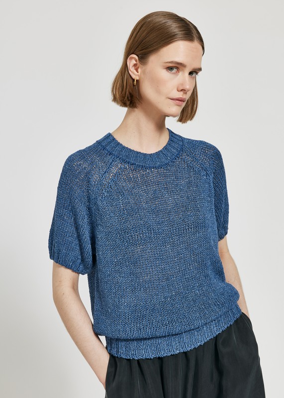 Maska /MINA - Shortsleeve raglan linen silk blend sweater