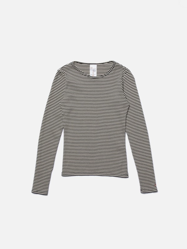 Jessy Striped Rib LS T-Shirt , ecru black