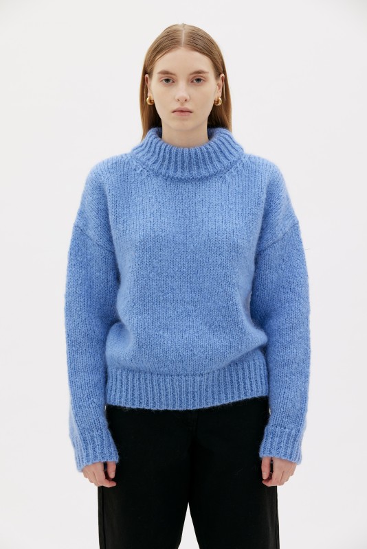 BROOKS - Boxy Mohair Wool Sweater - Sky Blue