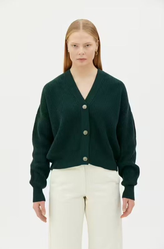 CELIE - Wool Cashmere Cardigan - Dark pine Green