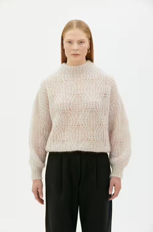 DOVE - Lace knit mohair silk sweater - White