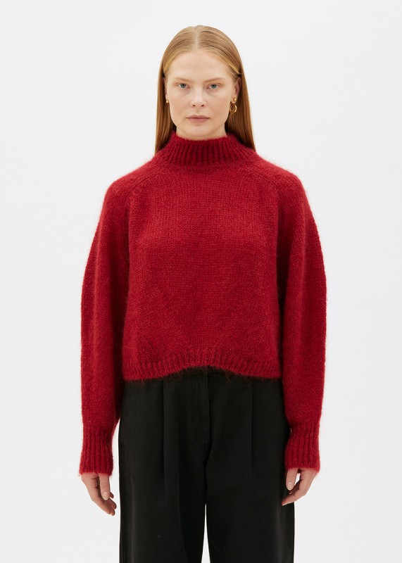 FAYE - Chunky silk mohair sweater, Berry Red