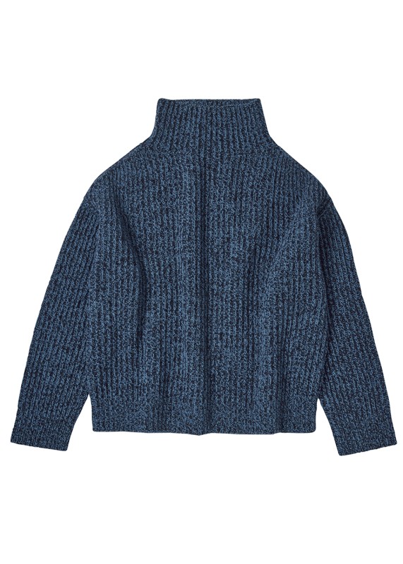 Lambswool rib sweater, dark navy/deep sky